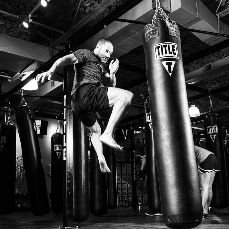 Mixed Martial Arts Lessons for Adults in Burlington NJ - Flying Knee Black and White MMA